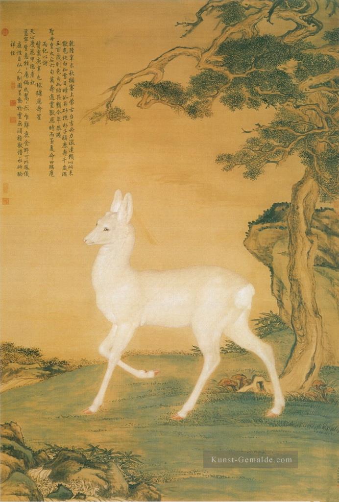 Lang strahlend weiße Hirsch Kunst Chinesische Ölgemälde